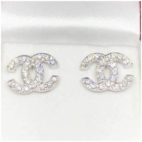 white gold diamond chanel earrings|chanel diamond earrings cc price.